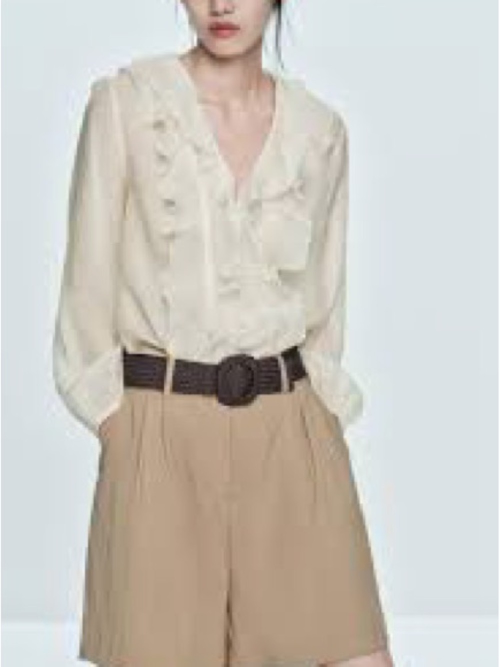 Zara Collection Ruffled Ivory Blouse S - Picture 4 of 4